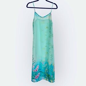 YAMAMAY Italia hummingbird flowers Maxi slip dress nightgown SMALL 90s
